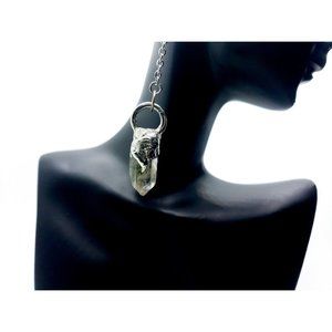 Green ghost quartz ear cuff